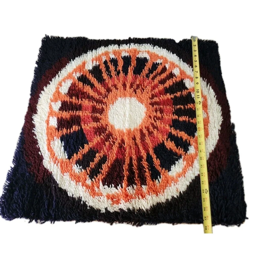 Vintage 1960s DAN RYA Danish Wool Shag Rug Wall Hanging MCM 27x27